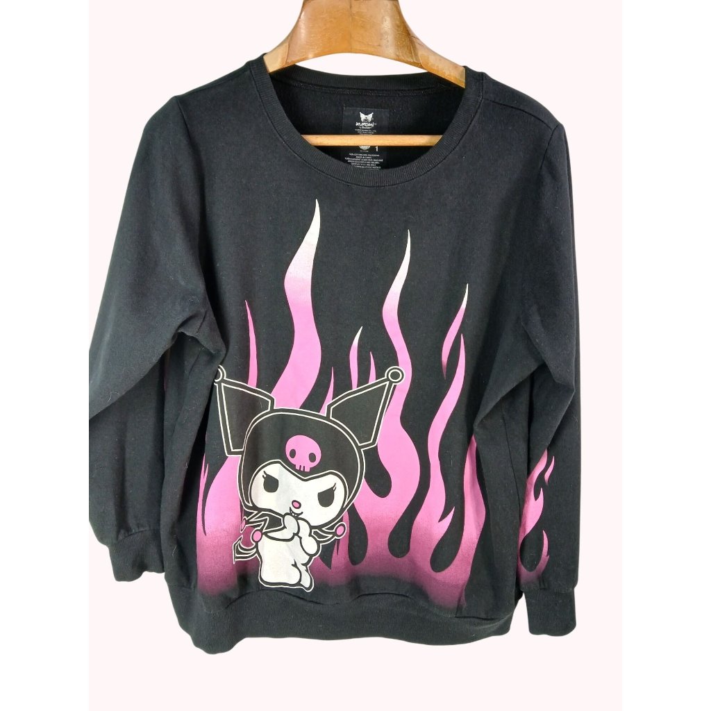 Torrid X Sanrio Kuromi Black Sweatshirt Size 1x Pink Flames Bioworld Licensed